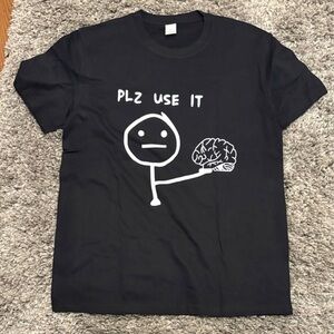 Black Graphic T-Shirt with Brain Design NWOT